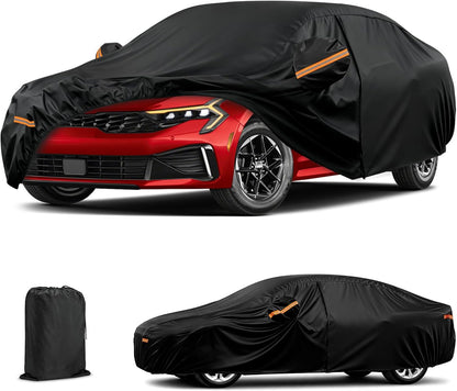 Car Cover for Kia K5 2020-2026, 6 Layers Waterproof Car Covers with Zipper Door & Windproof Bands All Weather Cover for Snow Rain Dust Hail Leaves Bird droppings Protection