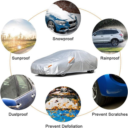 Kayme Car Covers for Automobiles Waterproof All Weather Sun Uv Rain Protection with Zipper Mirror Pocket Fit Toyota Camry, Honda Accord/Civic, Nissan Altima, Kia K5 etc.(186 to 193 Inch) 3XL