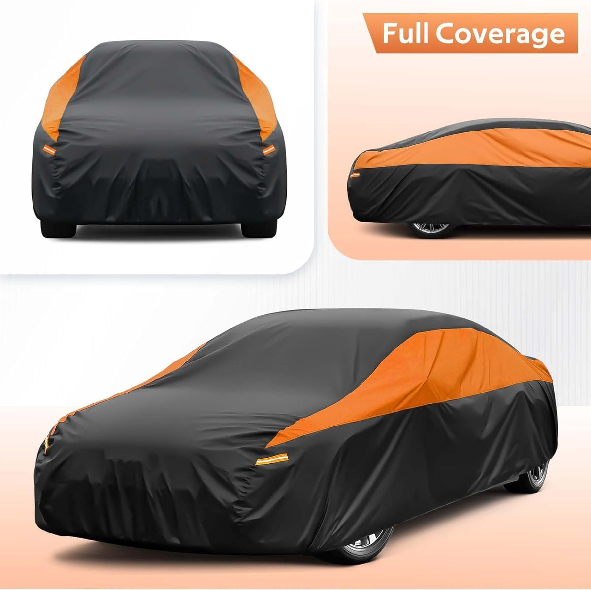 GUNHYI Car Cover for Automobiles All Weather Waterproof, Universal Fit Sedan Ford Mustang, Chevy Camaro/Malibu, Kia Optima, Hyundai Sonata, Nissan Altima, Volkswagen Passat, Tesla Model 3 etc.