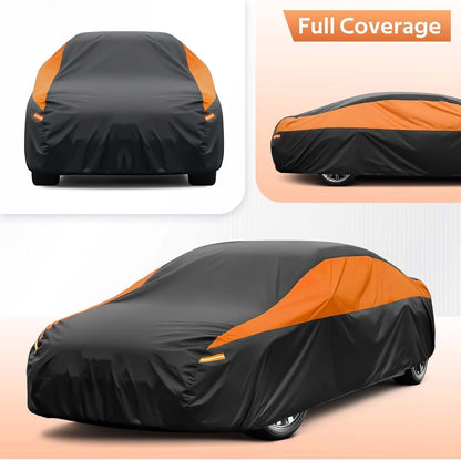 GUNHYI Car Cover for Automobiles All Weather Waterproof, Universal Fit Sedan Ford Mustang, Chevy Camaro/Malibu, Kia Optima, Hyundai Sonata, Nissan Altima, Volkswagen Passat, Tesla Model 3 etc.