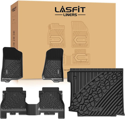 LASFIT Floor Mats for Jeep Grand Cherokee WL 2022-2025 2026 5-Seat (Include 4xe, NOT for L), All Weather TPE Custom Fit Car Mats Floor Liners Cargo Liner Cargo Mat Trunk Mat Black