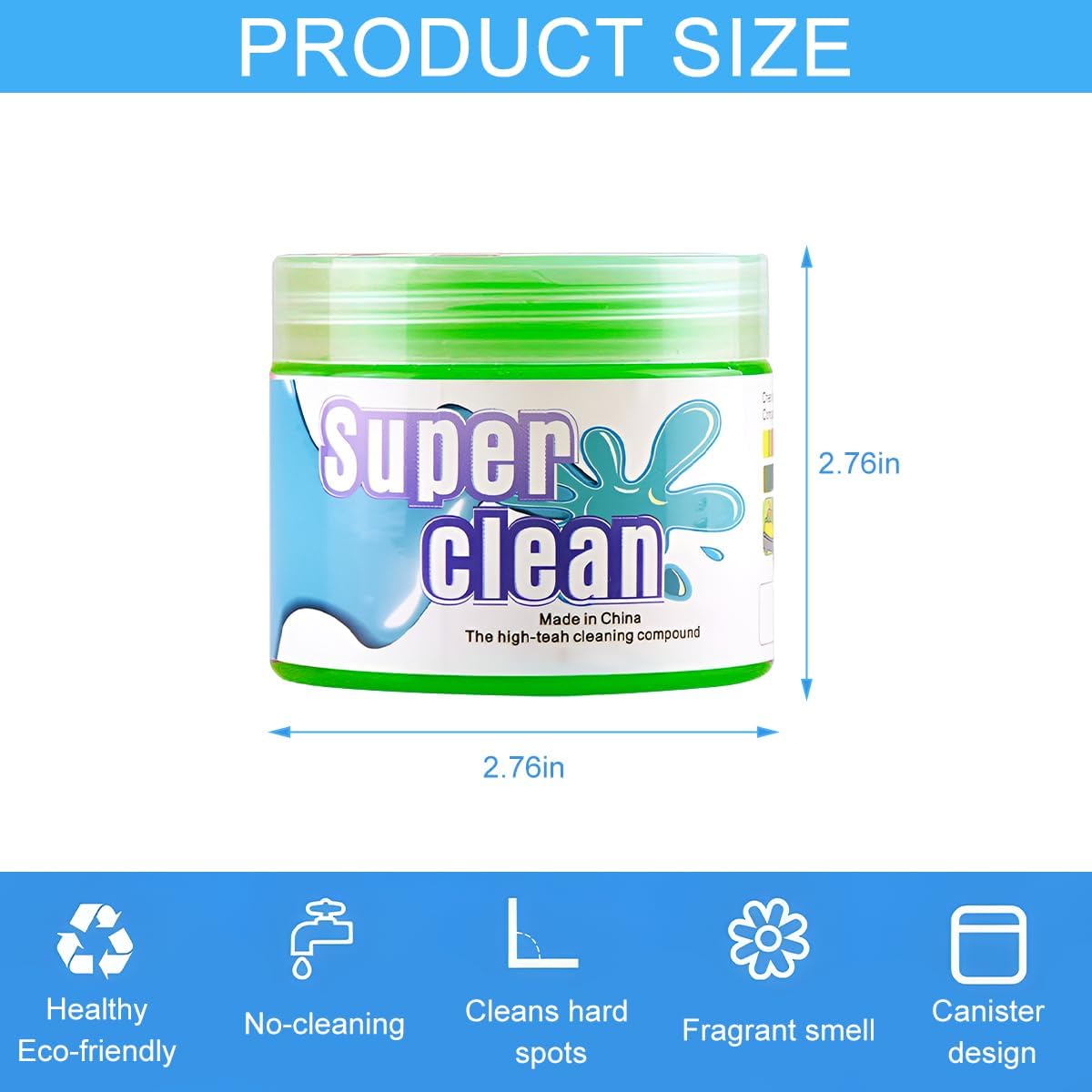 Car Cleaning Gel, Vehicle Dust Detailing Putty Slime Cleaner Kit for Air Vent, Reusable Automotive Interior Detail Clean Mud Removal Tool, Universal for SUV Sedan Truck (Blue)