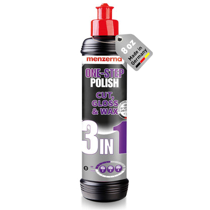 menzerna One-Step Polish 3in1 I Medium Cut Polish with High Gloss Finish & Seal in One I Buffing & Polishing Compound for Car Maintenance I Swirls, Holograms & Scratches I Car Body Repair I 8 fl oz.