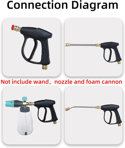 Sooprinse Foam Cannon Kit with Pressure Washer Short Gun, 1 L Snow Foam Lance with 1/4 Inch Quick Connector, Foam Blaster with Pressure Washer Gun,4000 PSI, Black