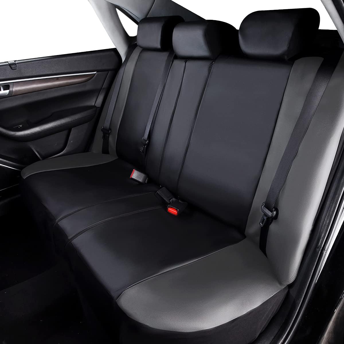 Flying Banner Carbon Fiber Leather Vehicle Seat Covers, Leopard Gray Black, Universal Fit - 8PCS