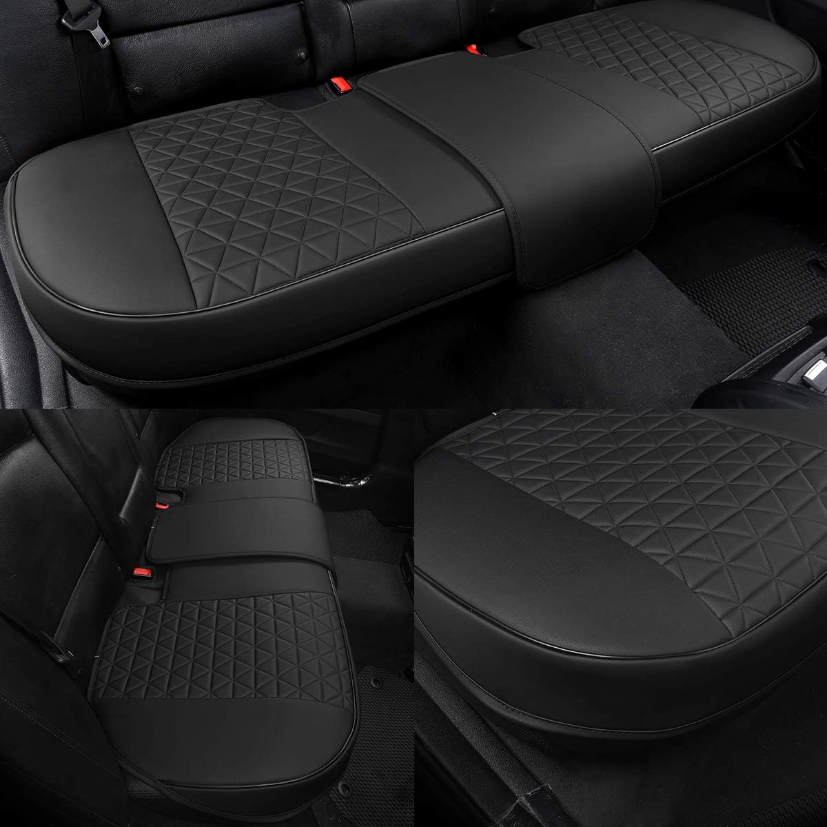 Black Panther Luxury Faux Leather Car Seat Cover Front Bottom Seat Cushion Cover, Anti-Slip and Wrap Around The Bottom, Fits 95% of Vehicles - 1 Piece,Black