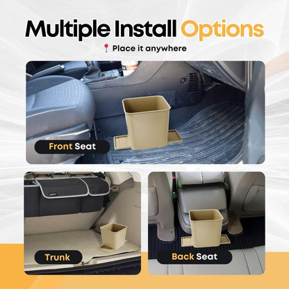Car Trash Can with Stability Wings – Leakproof Portable Garbage Bin for Fabric & Rubber Mats – Compact Durable Plastic Auto Organizer for Cars, SUVs, Trucks (Black, Large)