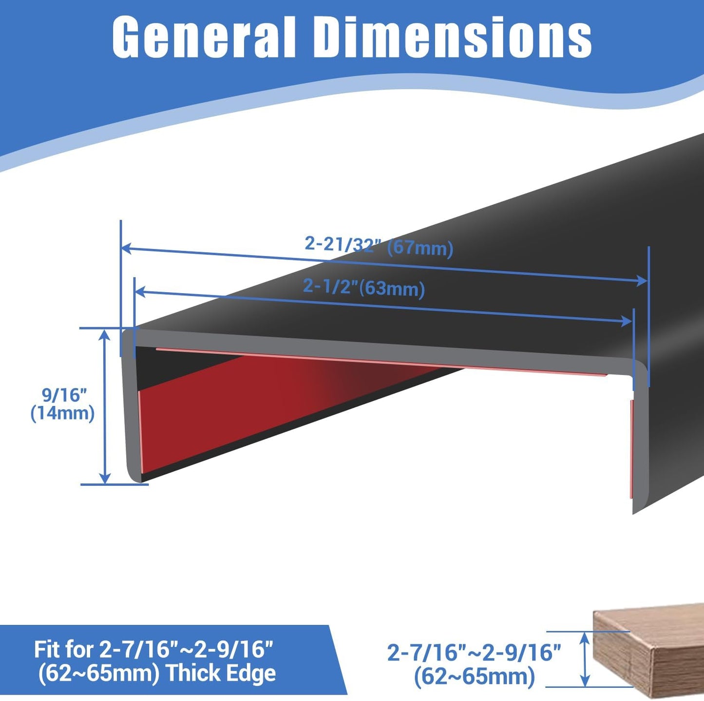 Rubber Edge Trim, Self-Adhesive Rubber Edge Trim, Edge Protector for Sheet Metal, EPDM Material, Fit 1/16"(1.0mm), Length 10Ft, Black Color, U Channel Edge Trim - Colors A