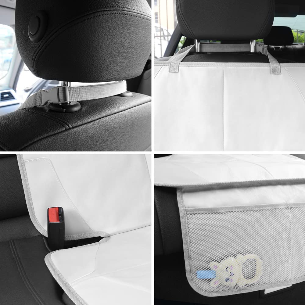 Meolsaek Car Seat Protector for Child Car Seat, Durable 600D Fabric Waterproof Car Seat Cover with Thick Pad Non-Slip Backing，No Imprints (Black 2pcs)
