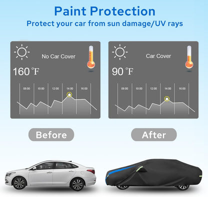 Avecrew Car Cover Waterproof All Weather for Automobiles, Outdoor Heavy Duty Full Exterior Covers for Sedan(194"-208")