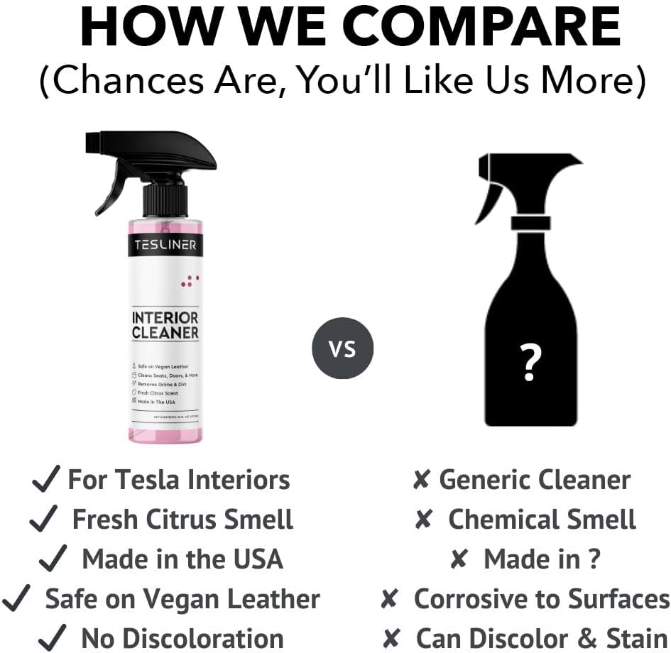 Tesla Seat Cleaner & Stain Remover, Interior Cleaner for Black & White Vegan Leather, Interior Cleaning Products | Tesla Model Y Juniper Accessories 2026, Tesla Model 3 Accessories, S, X, Cybertruck