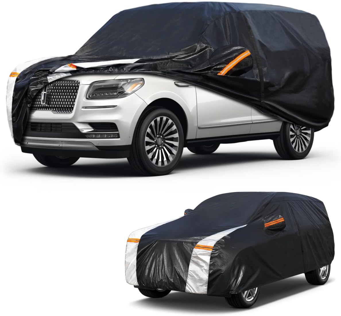 Large SUV Car Cover for Chevy Suburban 100% Waterproof All Weather, Heavy Duty Outdoor Full Exterior Covers Rain Sun Wind UV Protection. - Colors D