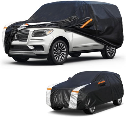 Large SUV Car Cover for Chevy Suburban 100% Waterproof All Weather, Heavy Duty Outdoor Full Exterior Covers Rain Sun Wind UV Protection. - Colors D