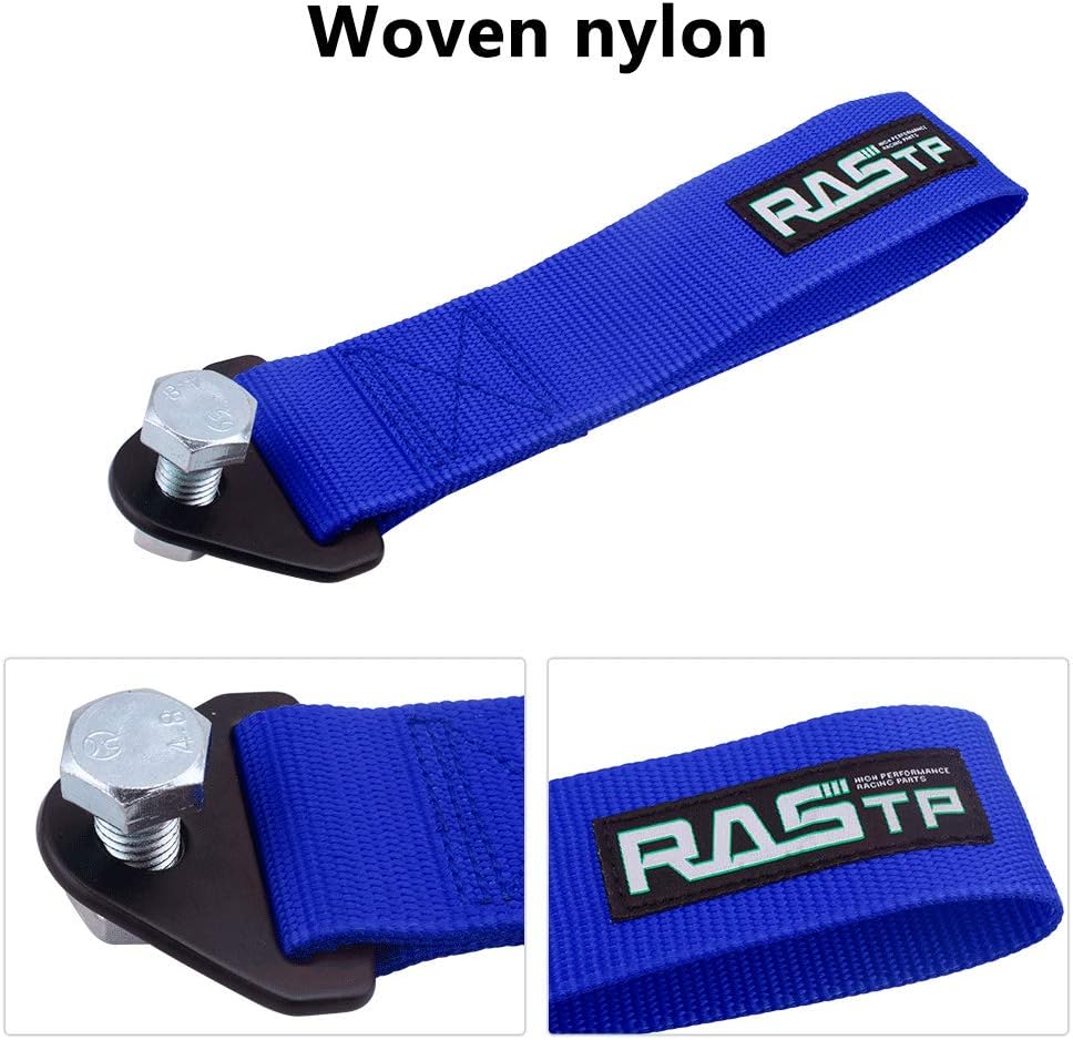 RASTP High Strength Racing Tow Strap, Tow Hook Fit for Front or Rear Front Bumper Decorative Trailer Belt (Black)