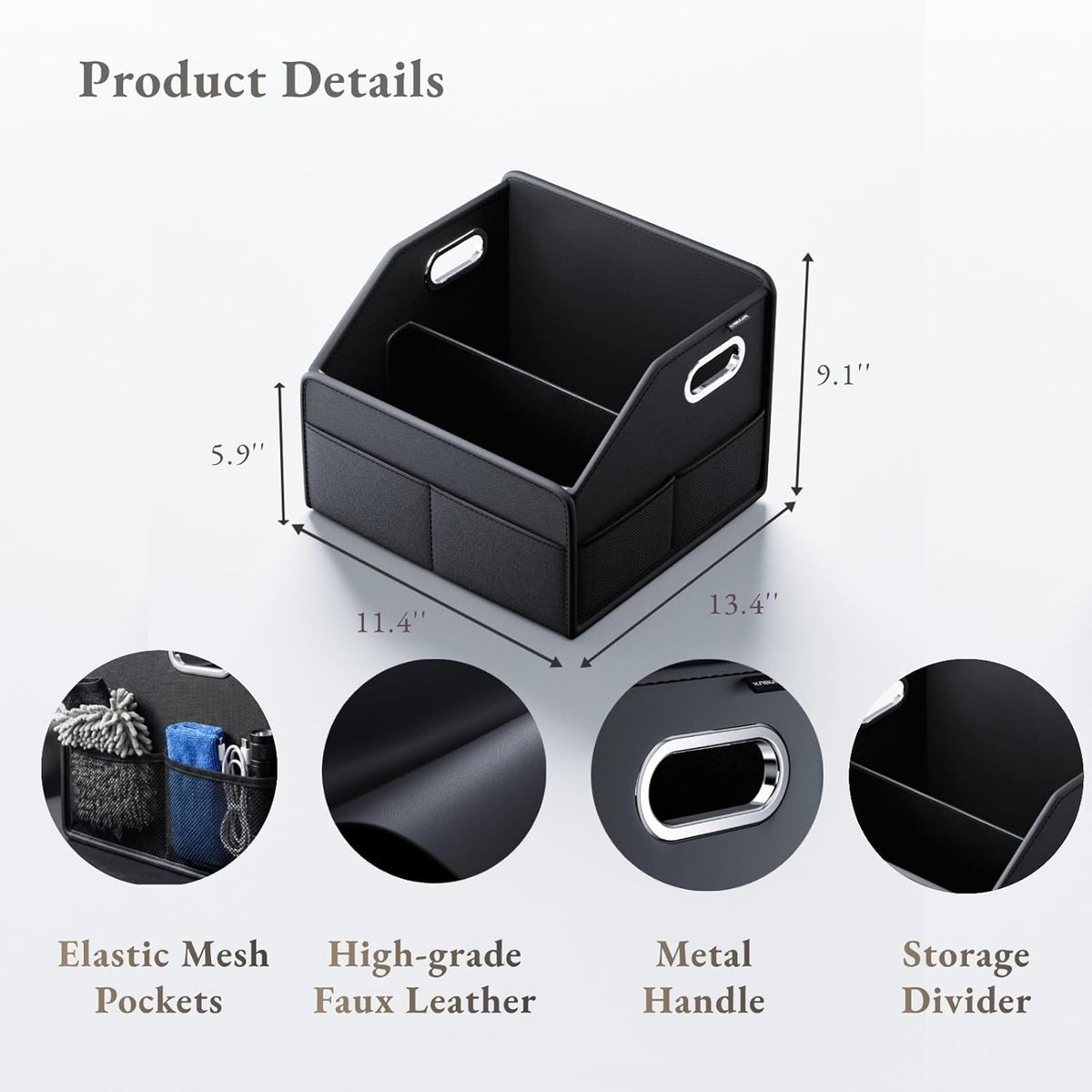 Car Seat Storage Organizer – Compact PU Leather Bin for Trunk, Front Seat, Back Seat & Car Floor