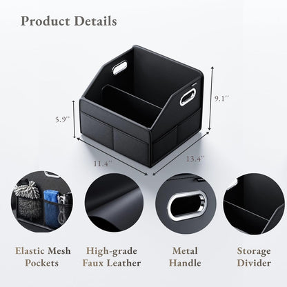 Car Seat Storage Organizer – Compact PU Leather Bin for Trunk, Front Seat, Back Seat & Car Floor