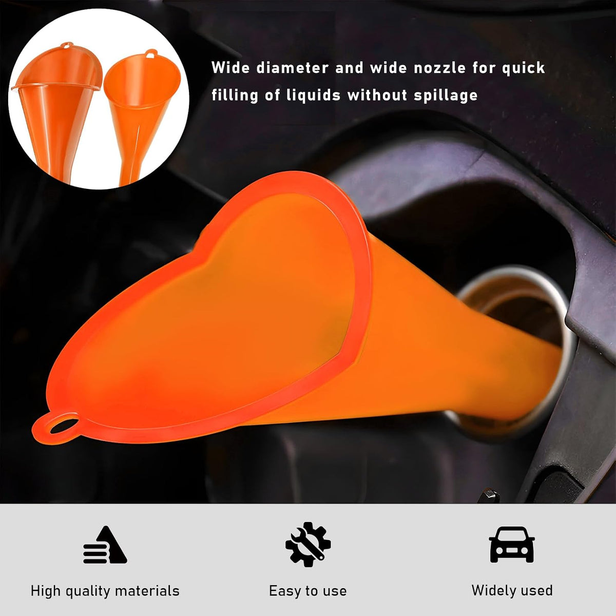 DXNQ Oil Funnel, Automotive Multi-Function Plastic Fuel Funnel with Long Neck, Universal Engine Oil Funnel for Filling Oils Gas Lubricants and Fluids, Car Accessories (Black)