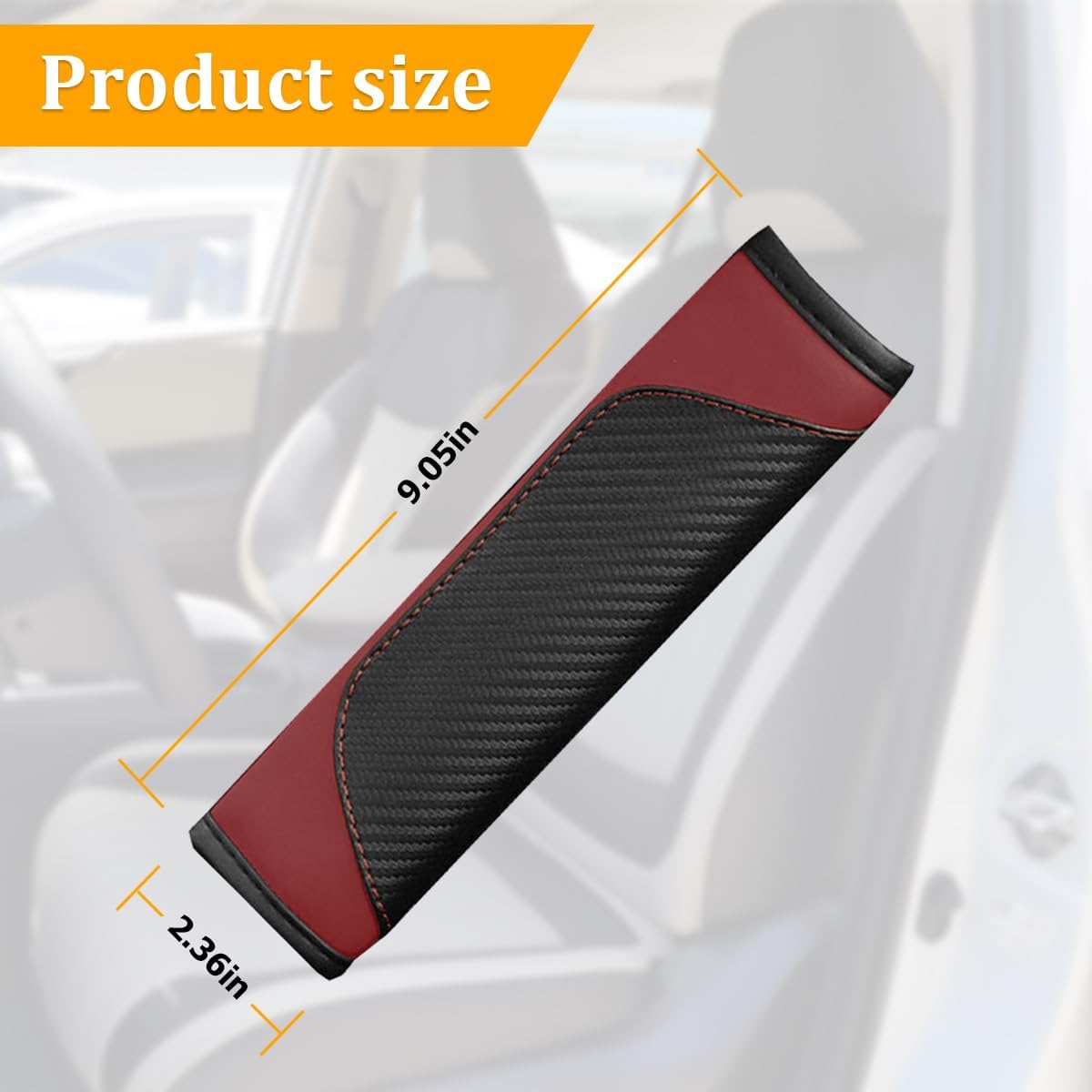 Osilly 2PCS Car Seat Belt Cover, Carbon Fiber Seatbelt Shoulder Protection, Soft Car Seat Belt Strap Cushion Protect Your Neck and Shoulder, Car Accessories Seat Belt Pad for Car Truck (Red)