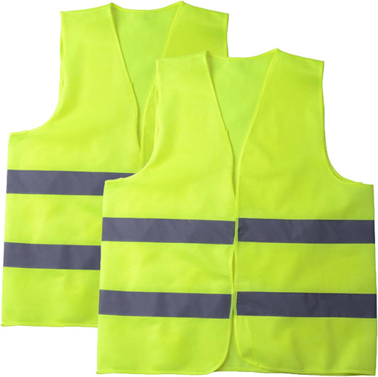 Hao Zhu 2 Pack Hi Vis Safety Vests with 2 Reflective Stripes,for Traffic Work, Running, Surveyor and Guard Construction Vest