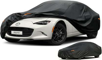 Kayme Sedan Car Cover Waterproof All Weather for Automobiles - See Vehicle Size Chart for Accurate Fit - Outdoor Full Exterior Cover Sun Rain Snow UV Protection with Zipper. Size A4 (See Size Chart)