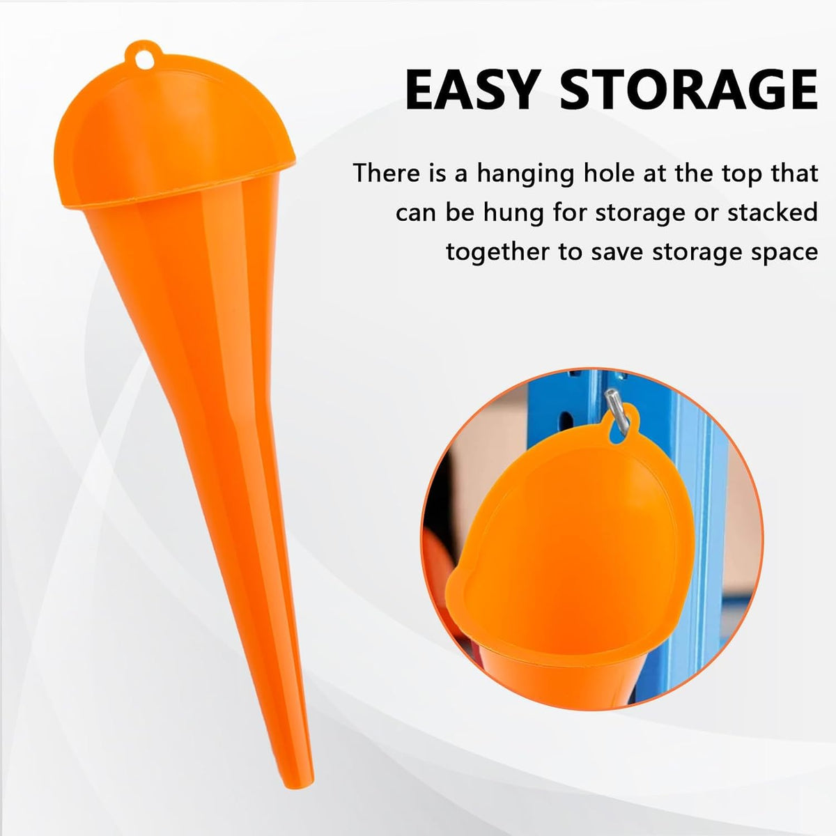 3-Pack Long-Neck Oil Funnels, 11" Multi-Purpose Funnels for Automotive & Motorcycle Use – Reusable Funnel for Oil, Gas & Transmission Fluid (Orange&Blue&Black)