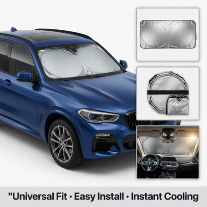 Foldable Windshield Sun Shade for Car, Truck, SUV - UV Sunshade Protector | Instantly Block Extreme Sunlight And Heat To Keep Your Car Cool. An Easy Folding Front Window Visor And Reflector Shield.