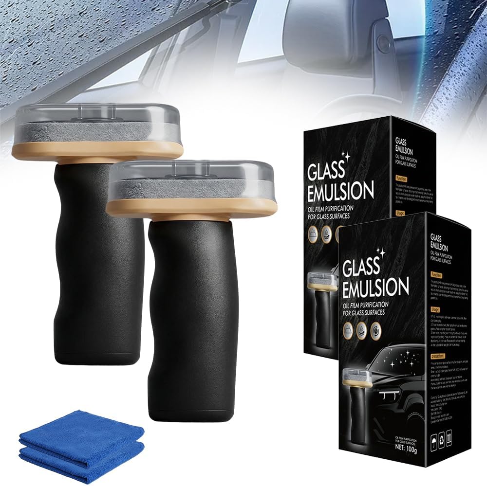 2026 Handheld Glass Oil-Film Remover, New Upgrade Emulsion Cleaner Glass Cleaning Board for Cars, Multifunctional Oil Film Remover for Windshield, Car Glass Brush for Car Maintenance (1, 100g)