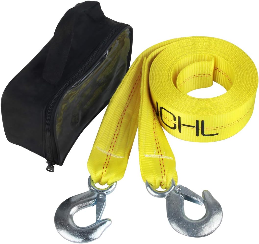 Tow Strap with Hooks 2in X20Ft Recovery Strap 10,000LB Break Strengthened Towing Rope for Towing Vehicles in Roadside Emergency