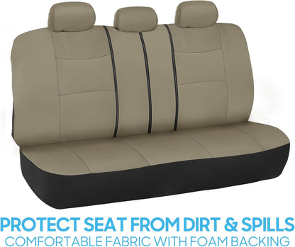 BDK PolyPro Car Seat Covers Full Set in Charcoal on Black – Front and Rear Split Bench for Cars, Easy to Install Cover Set, Accessories Auto Trucks Van SUV