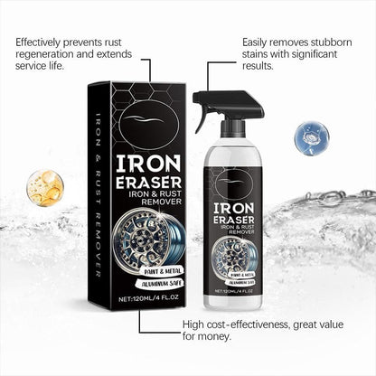 Iron Eraser Rust Remover Spray for Metal, Iron Eraser Iron and Rust Remover, Eraser Rust Remover Spray, Rust And Brake Dust Cleaner For Wheels & Paint, Professional Automotive Surface Cleaning