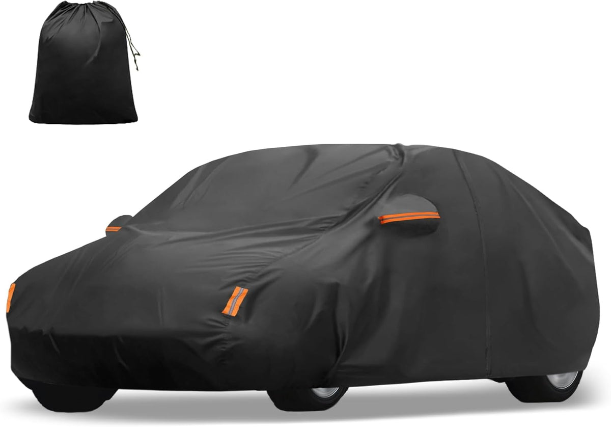 X AUTOHAUX Car Cover for Honda Civic Sedan/Coupe 210D-PU Outdoor Full Car Cover All Weather with Door Zipper for Waterproof Windproof Sun Rain Snow Protection
