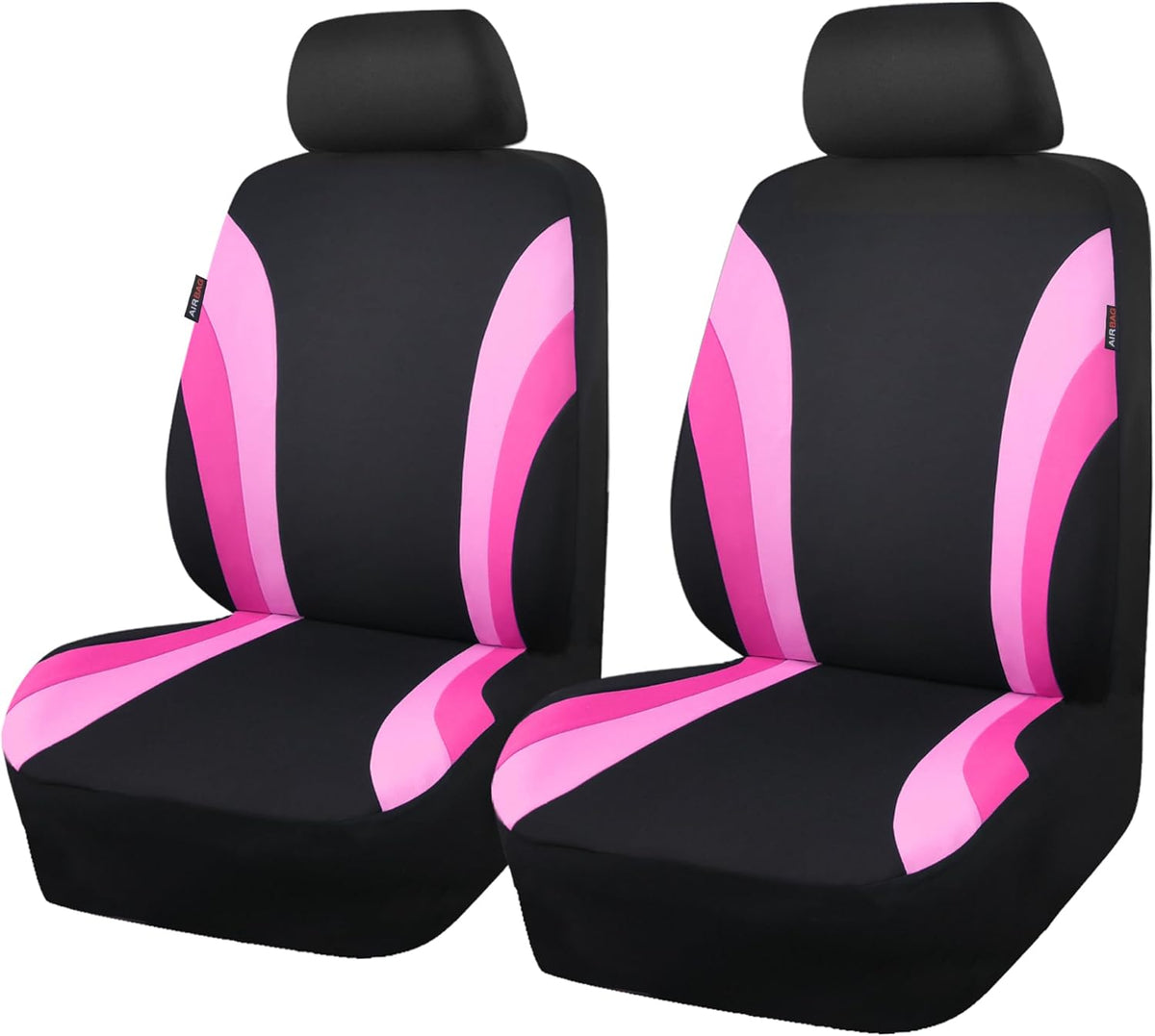 CAR PASS Line Rider Sporty Front Seat Covers,Gray Car Seat Covers Two Front Seats Only, Airbag Compatible,Universal Fit Sedans,Cars,Vans,SUV,Truck(Black and Gray)