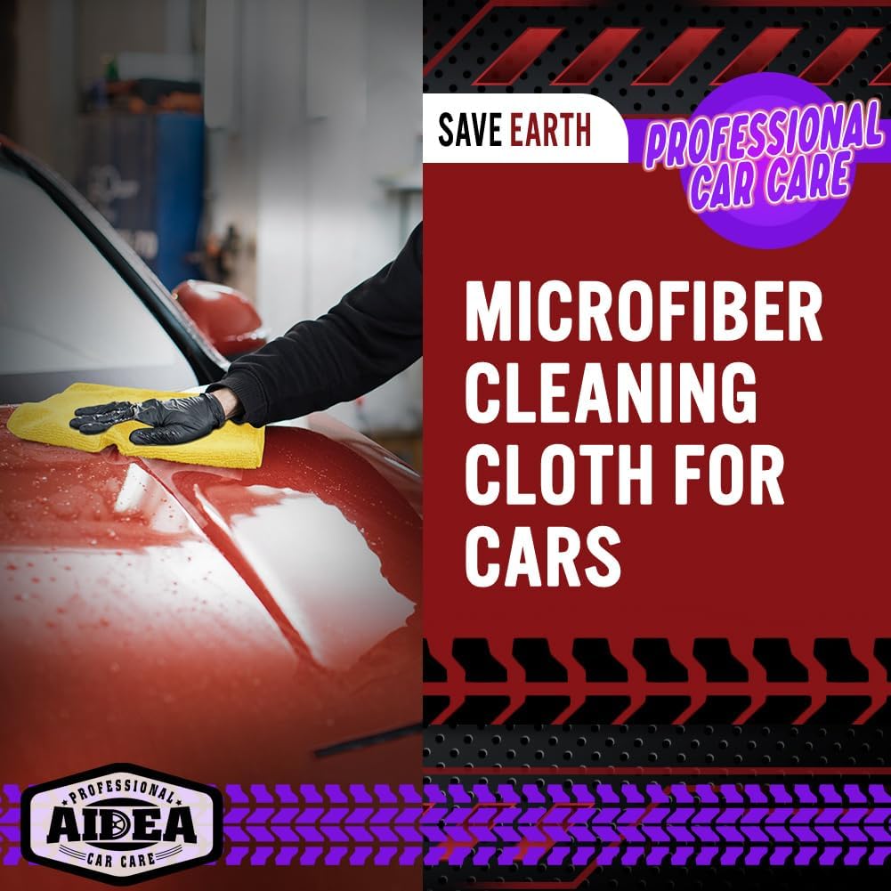 AIDEA Microfiber Cleaning Cloth, 50PK, Microfiber Towels for Cars, Premium Wash Cloths, Dusting Cloth Cleaning Rags, Absorbent Towels for SUVs, House, Kitchen, Window, Cleaning Supplies12×12"