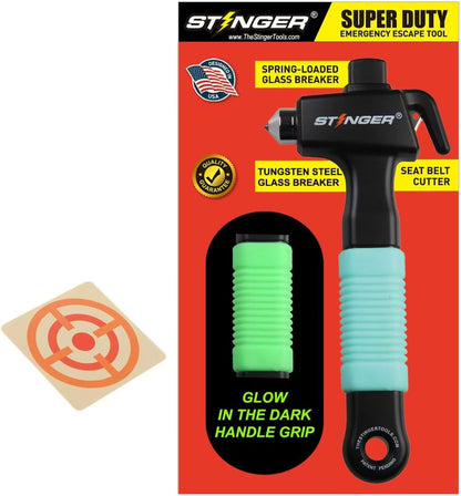 Stinger Super Duty Car Emergency Escape Tool, Hardened Carbon Steel Vehicle Safety Hammer, Spring Loaded Window Breaker, Razor Sharp Seat Belt Cutter, Auto Accident Life-Saving Rescue Tool (Orange)