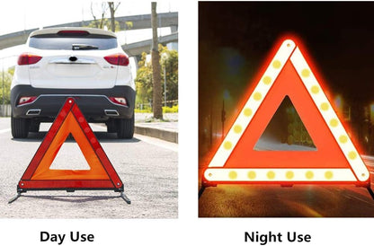 Reflective Triple Triangle Car Warning Sign Roadside Hazard Sign Emergency Breakdown Board, Safety Triangle Warning Kit, Foldable Car Roadside Emergency Kit