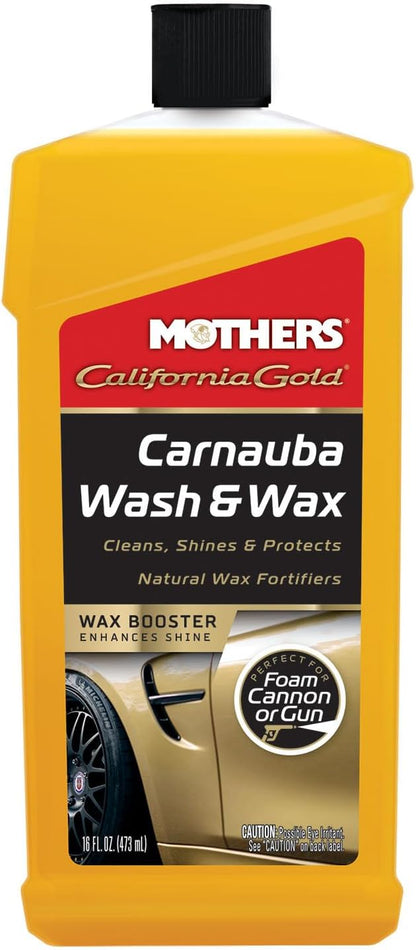 Mothers California Gold Carnauba Wash & Wax, 64 oz. — Cleans, Shines & Protects – Gentle, pH Balanced, Ultra-Sudsy for a Spot-Free, Brilliant Finish. Biodegradable & Won't Strip Wax or Ceramic (05674)