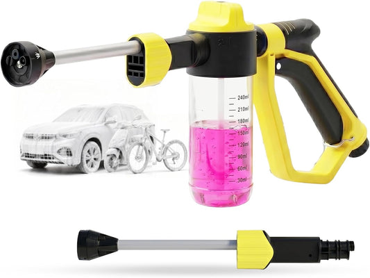 Car Wash Foam Gun for Garden Hose - High Pressure Foam Cannon Car Wash Kit with 3 Spray Modes - Professional Car Wash Hose Sprayer for Cars, Trucks, RVs, Motorcycles & More, Yellow
