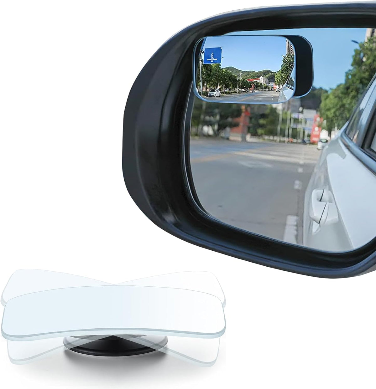 LivTee Blind Spot Mirrors, HD Glass Frameless Convex Rear View Mirrors, Wide Angle Adjustable Stick for Side Mirror, Automotive Exterior Accessories for Car, SUV & Trucks, Pack of 2