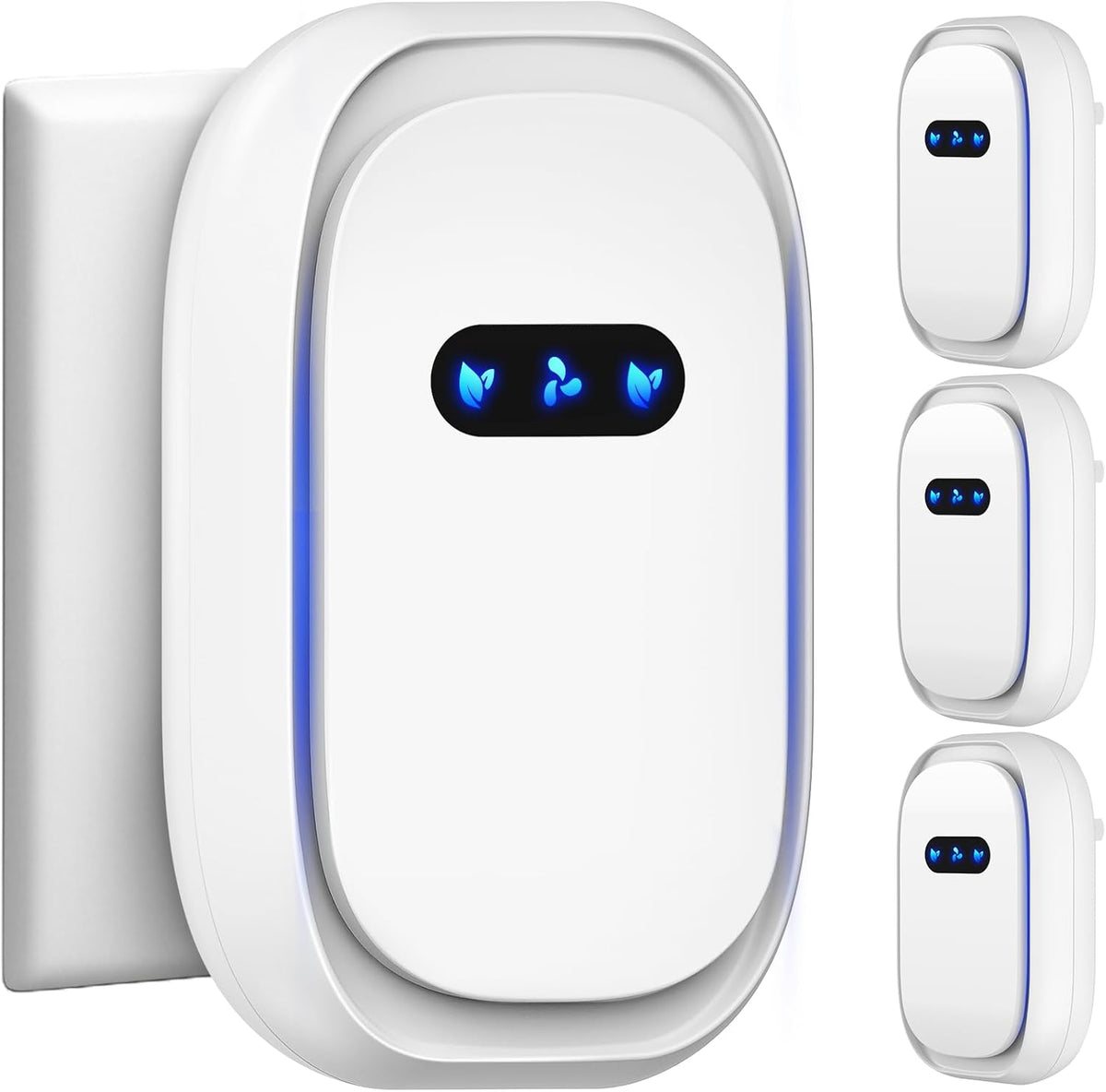 Air Purifiers (4 Pack), Air Ionizers for Home, Bedroom & Travel, Plug In Negative Ion Air Purifier, Dust, Dander, Smoke & Odor removal, Quiet Mini Portable Air Freshener, Low Energy, White