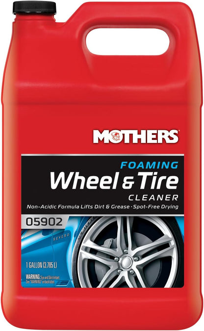 Mothers Foaming Wheel & Tire Cleaner, 24 oz. – Foaming Action Lifts Brake Dust & Grime, Safe for Factory-Coated Wheels, Restores, Cleans, Finishes Fast, Spot-Free Rinse (05924)