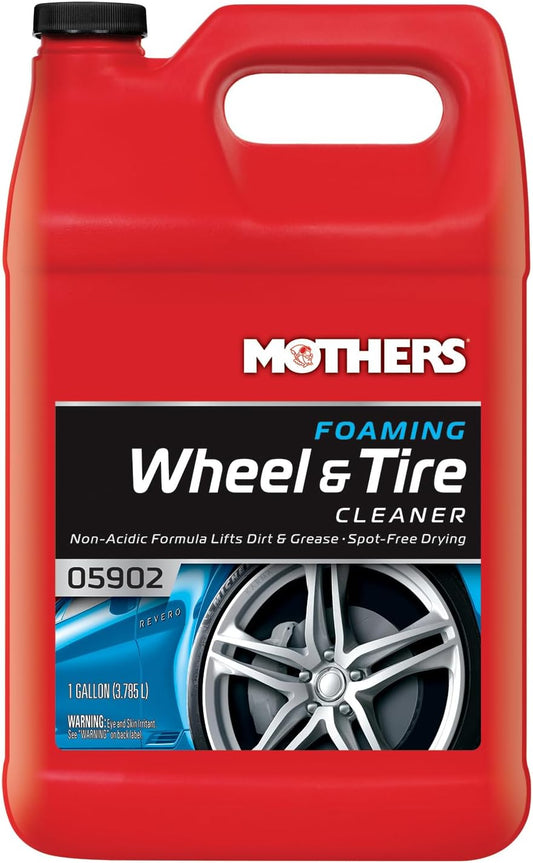 Mothers Foaming Wheel & Tire Cleaner, 24 oz. – Foaming Action Lifts Brake Dust & Grime, Safe for Factory-Coated Wheels, Restores, Cleans, Finishes Fast, Spot-Free Rinse (05924)