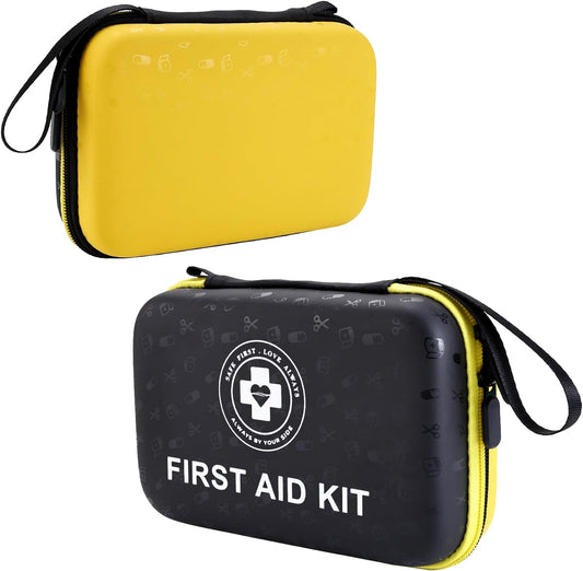 Premium First Aid Kit - 305 Piece Dual-Color Emergency Kit with Hard Shell & Fluorescent Interior Coating, Compact Survival Kit for Home, Car, Travel, Hiking & Outdoor (Pink/White)