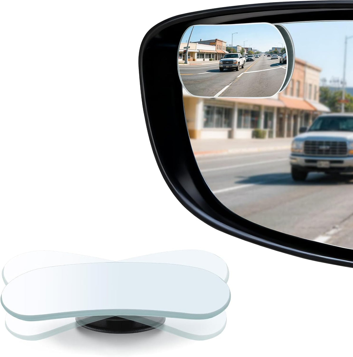 LivTee Blind Spot Mirrors, HD Glass Frameless Convex Rear View Mirrors, Wide Angle Adjustable Stick for Side Mirror, Automotive Exterior Accessories for Car, SUV & Trucks, Pack of 2