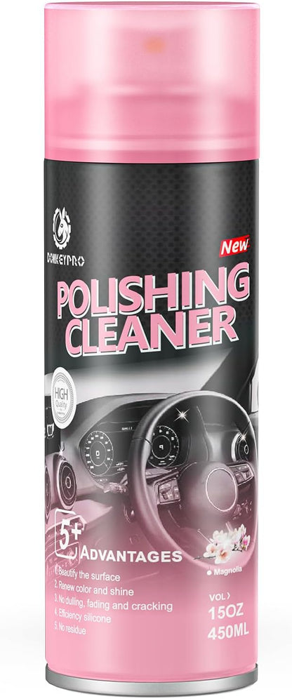 DONKEYPRO Car Interior Cleaner, Polishing Cleaner Detailer Spray for Vehicle Detailing, 450ml Aerosol 15 fl oz with Iron Can (2-Pack)