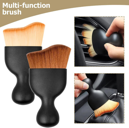 Blilo Car Interior Detailing Brush, Auto Soft Hair Cleaning Brushes, Curved Dirt Dust Collectors, Removal Tool for Dashboard Air Conditioner Vents Leather, Scratch Free (Black/1PCS)