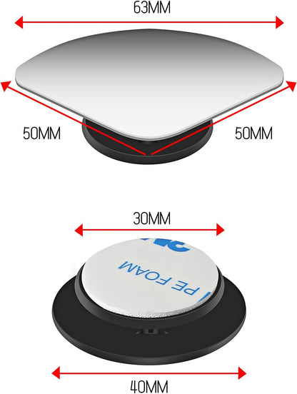 2 pcs Blind Spot Mirrors, 2" Round HD Glass Convex 360° Wide Angle Side Rear View Mirror with ABS Housing for Cars SUV and Trucks, Black, Pack of 2