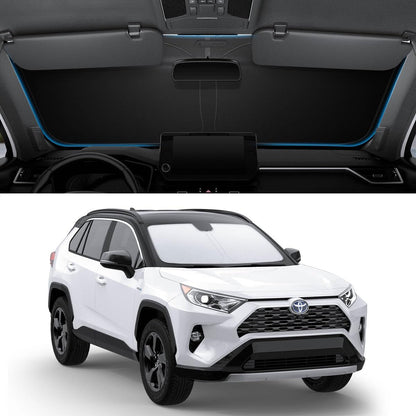Spigen ZeroGap Windshield Sunshade for Tesla Model Y & 3, Maximum UV & Heat Protection, Dual Layer with Pocket | Car Accessories for Model Y Juniper, Model Y L, Model 3 Highland | Gift for Tesla Owner