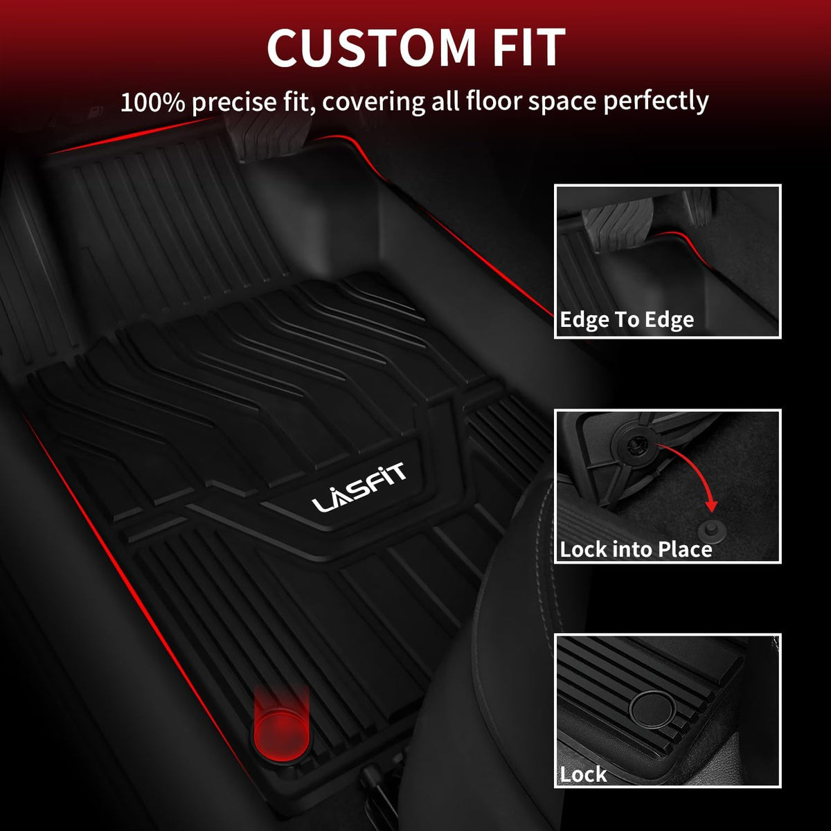 LASFIT Floor Mats Fits for Hyundai Sonata 2020-2026 (Only for FWD & Gas) & Kia K5 2021-2025 (Only for FWD) Custom Fit TPE All Weather Floor Liners Car Mats Accessories, Black