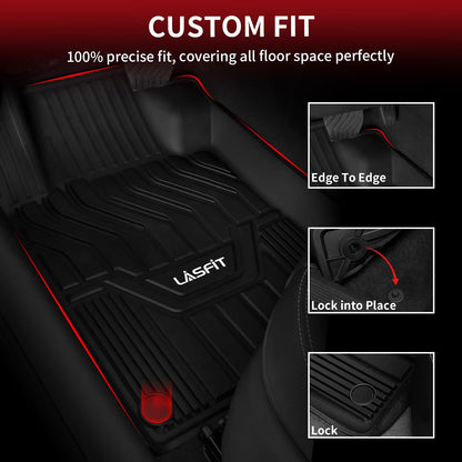 LASFIT Floor Mats Fits for Hyundai Sonata 2020-2026 (Only for FWD & Gas) & Kia K5 2021-2025 (Only for FWD) Custom Fit TPE All Weather Floor Liners Car Mats Accessories, Black
