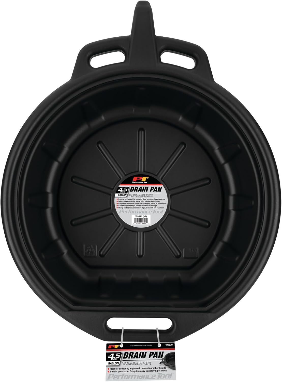 Performance Tool W4071 Black Oil Drain Pan (4.5 gallon)